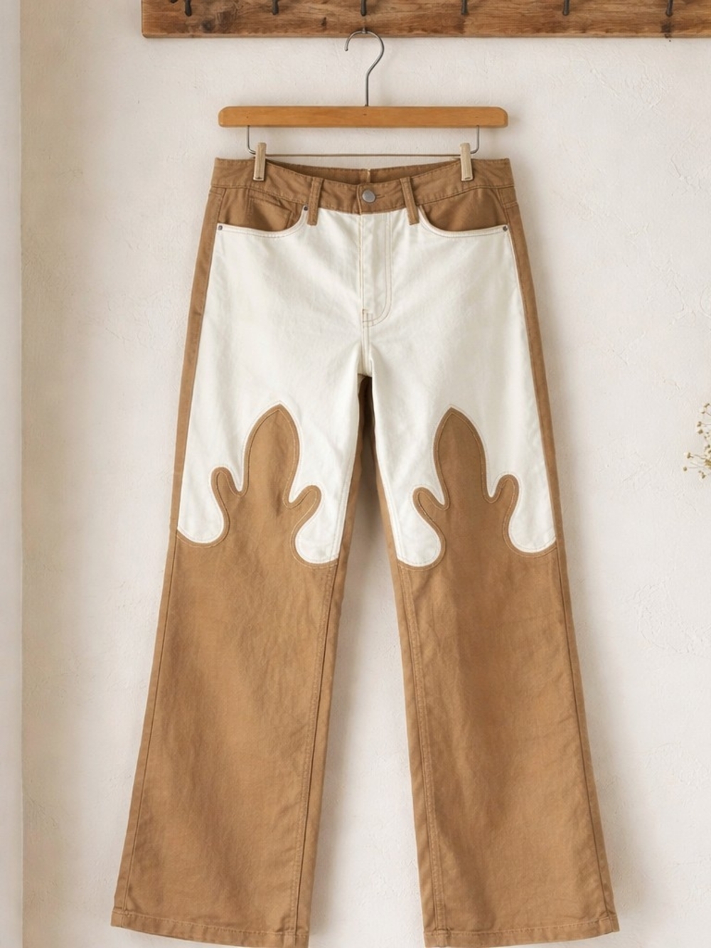 Two-Tone Cream and Tan Women's Jeans